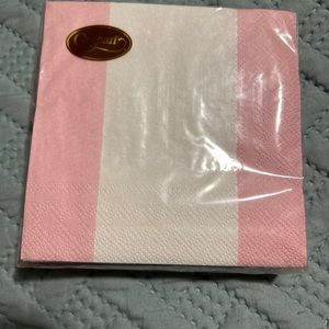 Caspari Paper napkins 20 Triple Ply 25cmx25cm Bandol Stripe Petal Pink